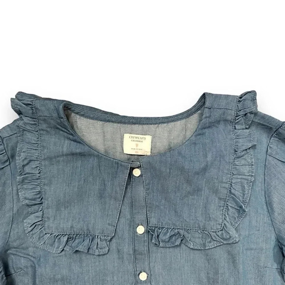 Crewcuts | Girls’ Ruffle Collar Chambray Blouse (XL) - Picture 2 of 8